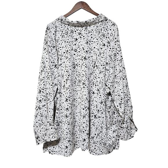 A New Day Button-Up Top Women's Plus Size 4X Cream & Black Dotted Casual Office - Picture 4 of 8